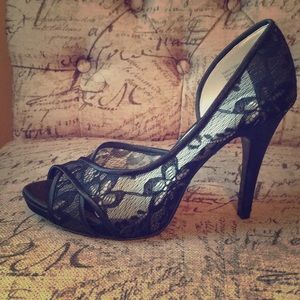 Lace peep toe stilettos